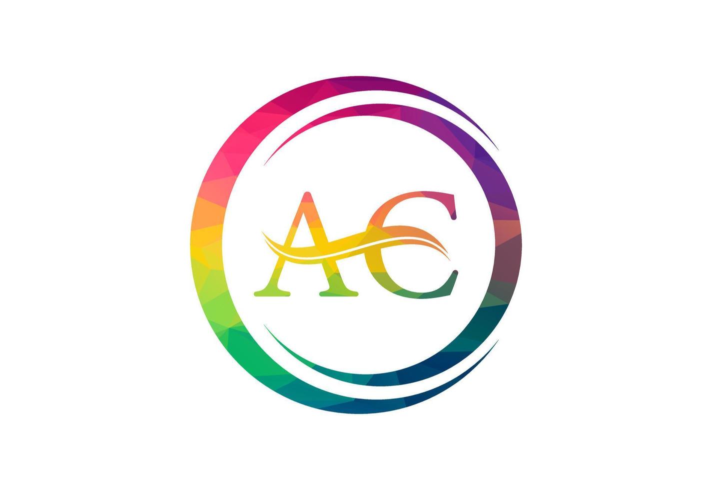 Low Poly and Initial AC Letter logo design, Vector design concept