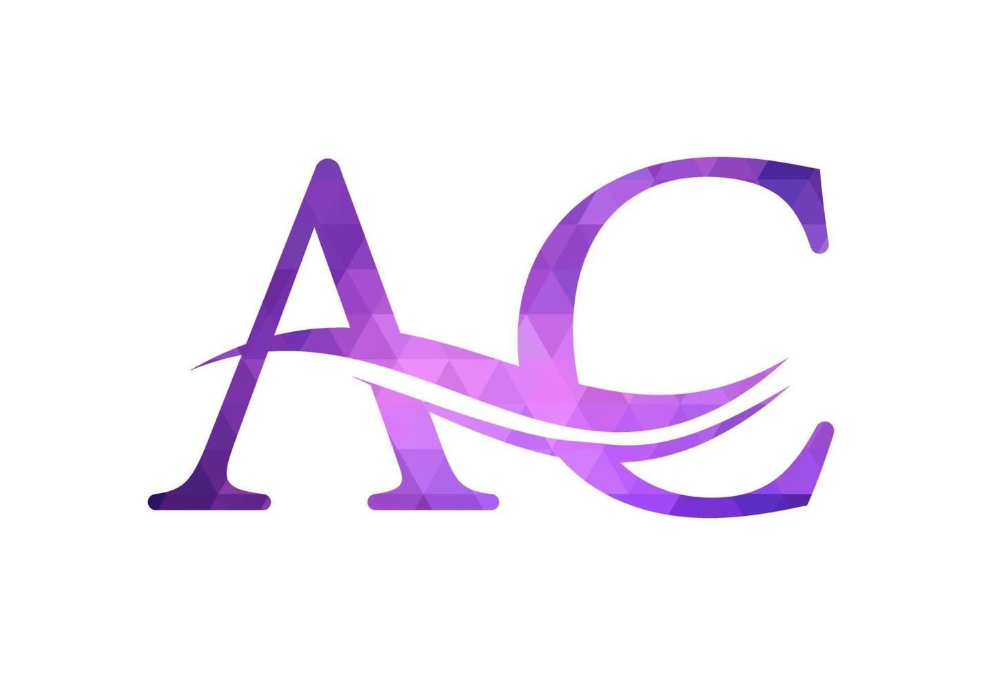 Low Poly and Initial AC Letter logo design, Vector design concept
