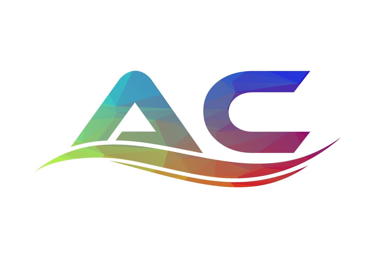 Low Poly and Initial AC Letter logo design, Vector design concept