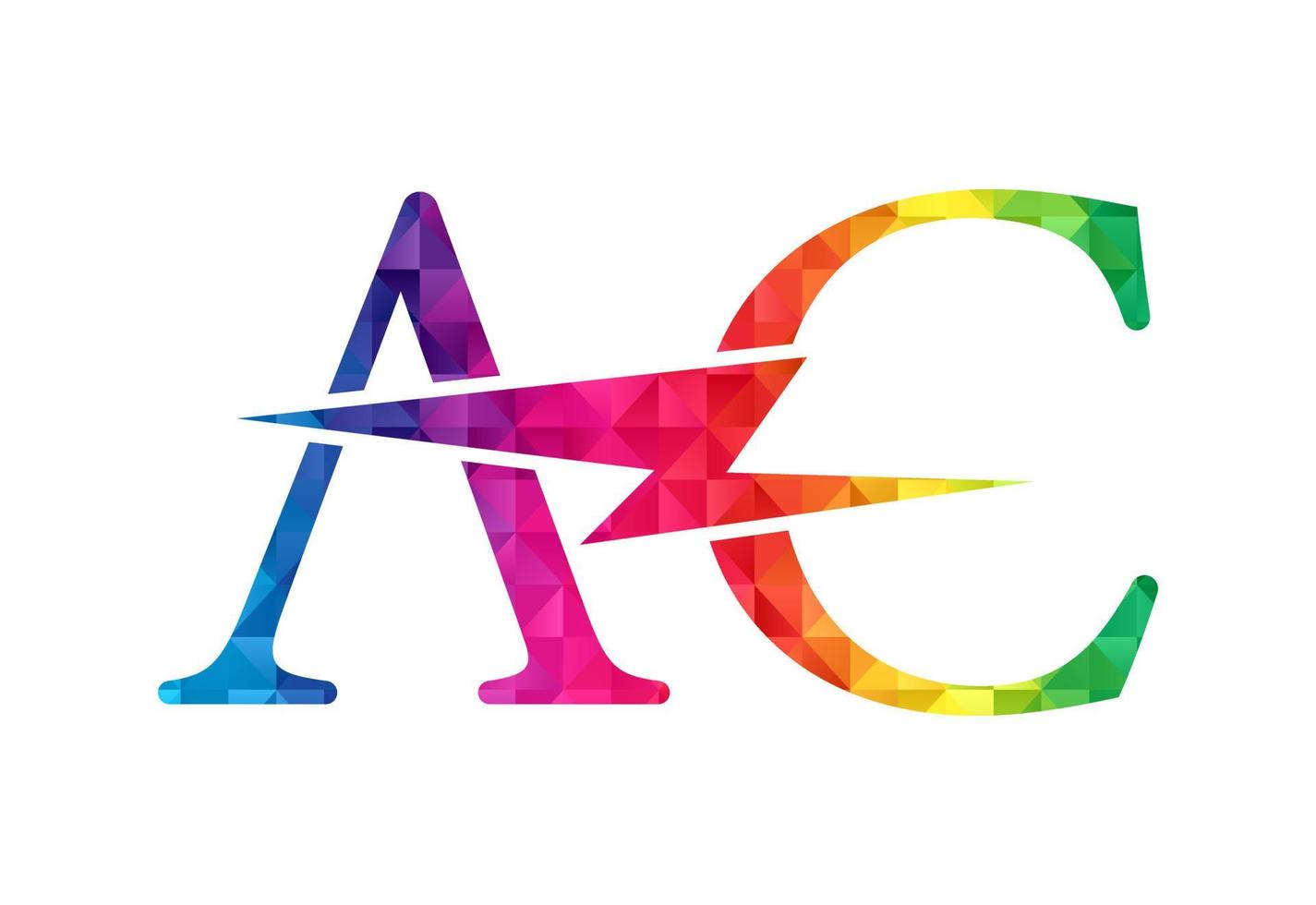 Low Poly and Initial AC Letter logo design, Vector design concept