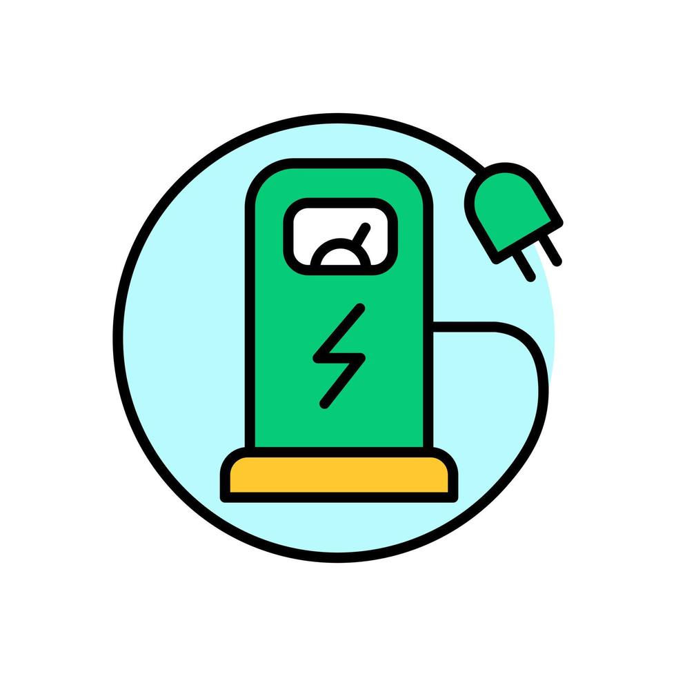 Eco electric energy recharge station and plug environmental icon outline fill vector