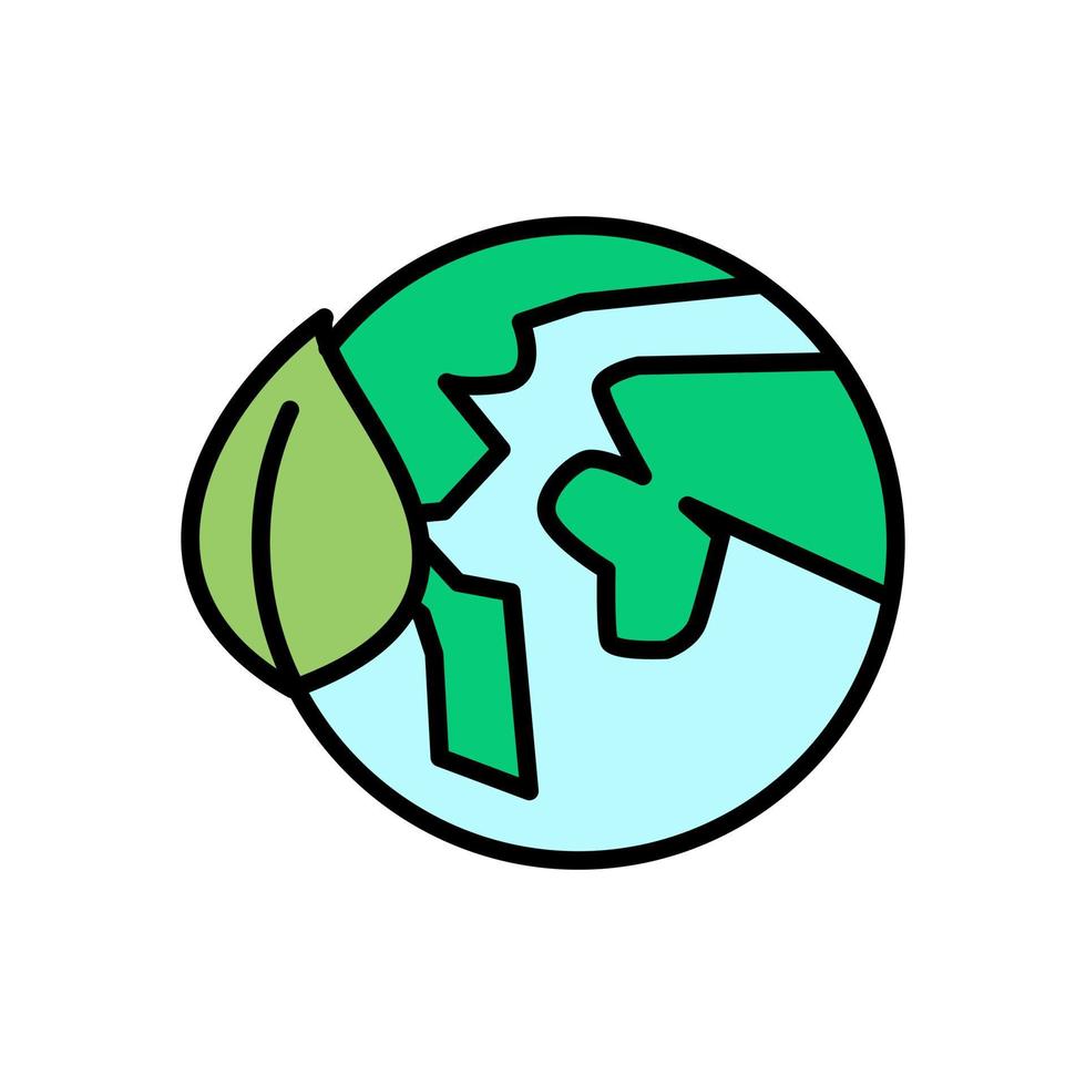 eco earth globe with leaf environmental icon outline fill vector