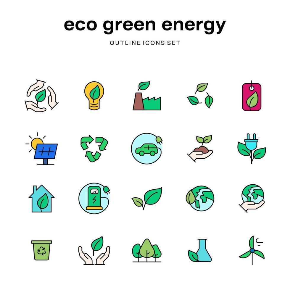 eco green energy environment icon design collection set bundle vector