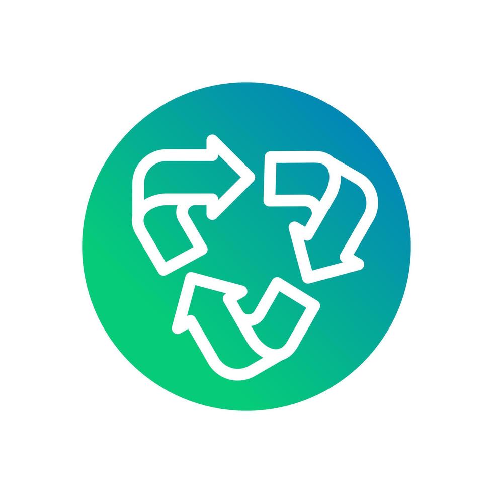 ecology recycle arrow environment gradient white outline icon vector