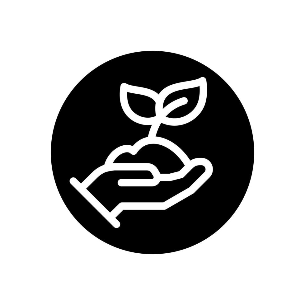 ecology plant seed with hand environment white outline icon vector