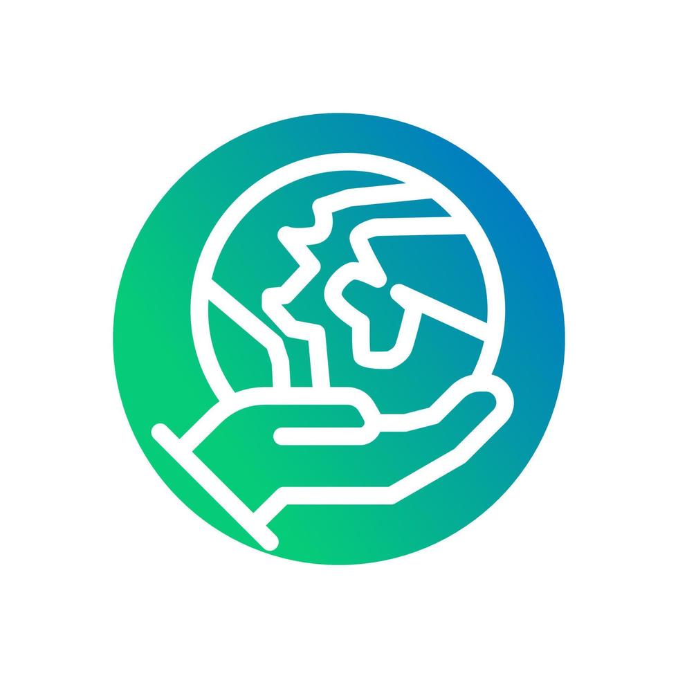 holding world globe earth environment gradient white outline icon vector