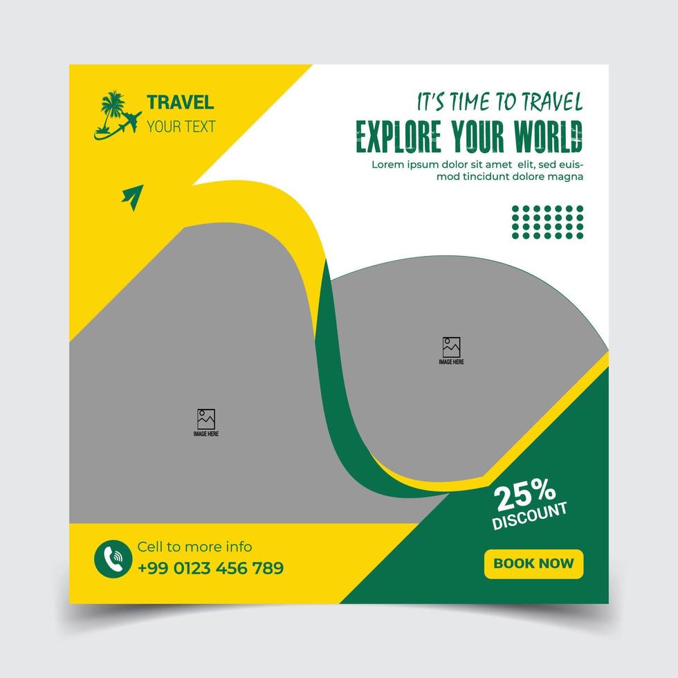 Travel and tourism social media post banner Design vector