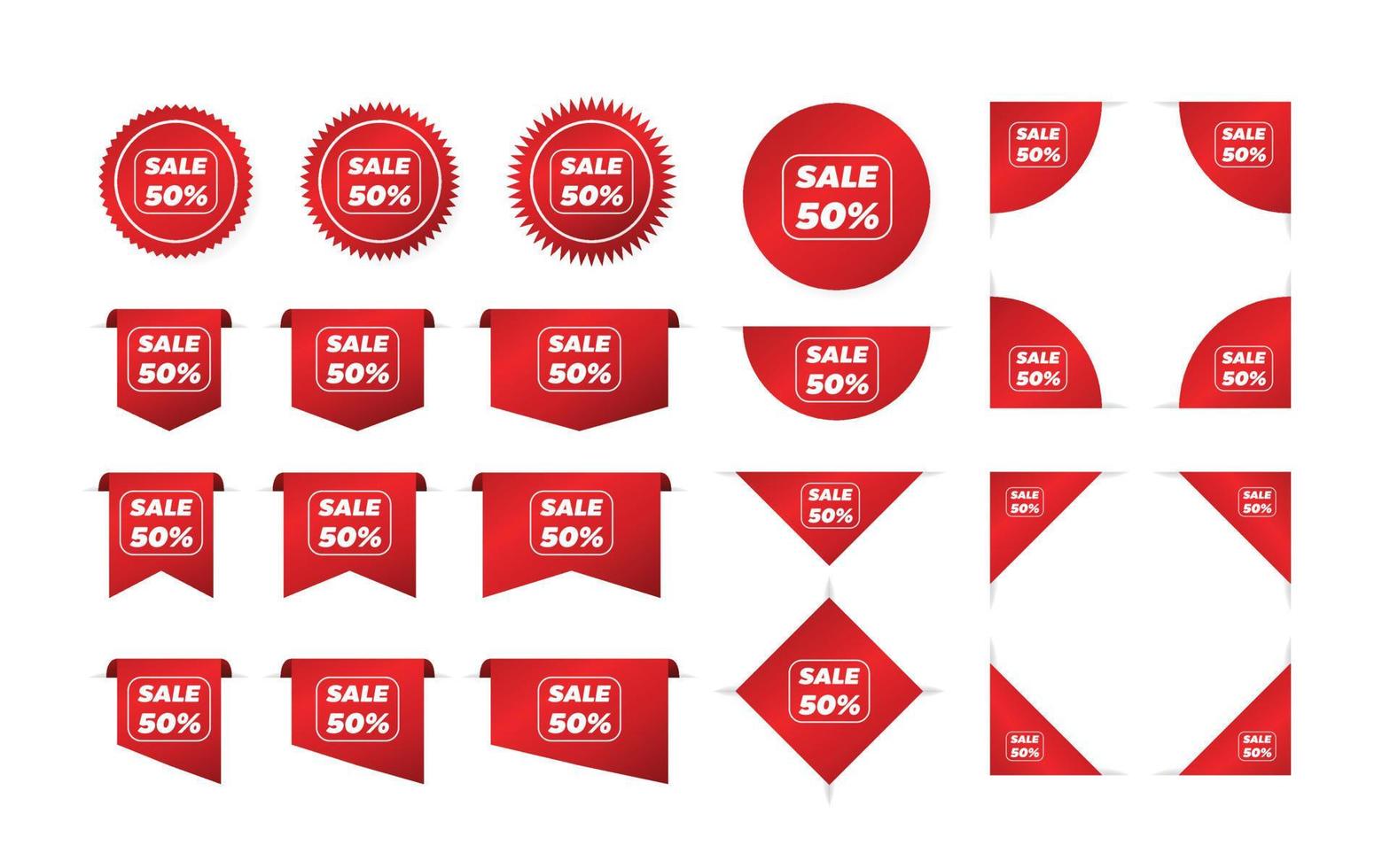 Realistic red price tags collection. Special offer or shopping discount label. vector