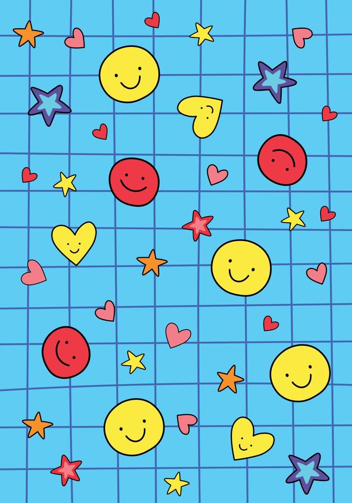 Kidscore vibe background. Retro style illustration of 90s. Groovy cartoon kidscore style vector illustration for background, poster or retro wallpaper