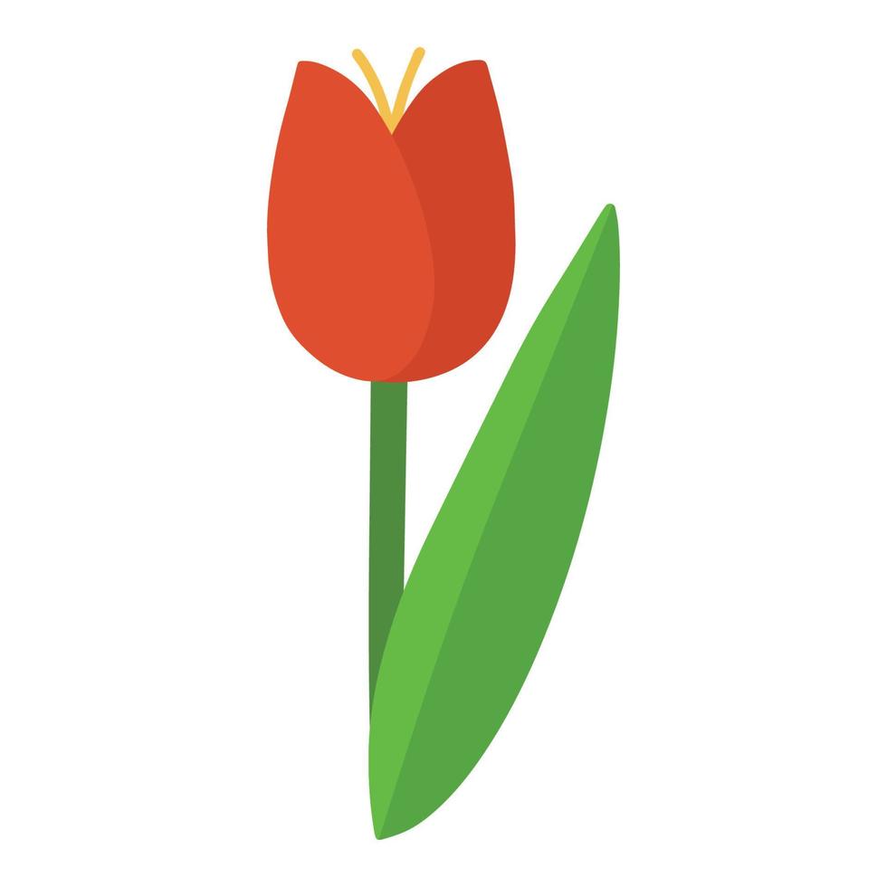 Illustration of a cartoon cute red tulip. Red tulip symbol. Red tulip icon. vector