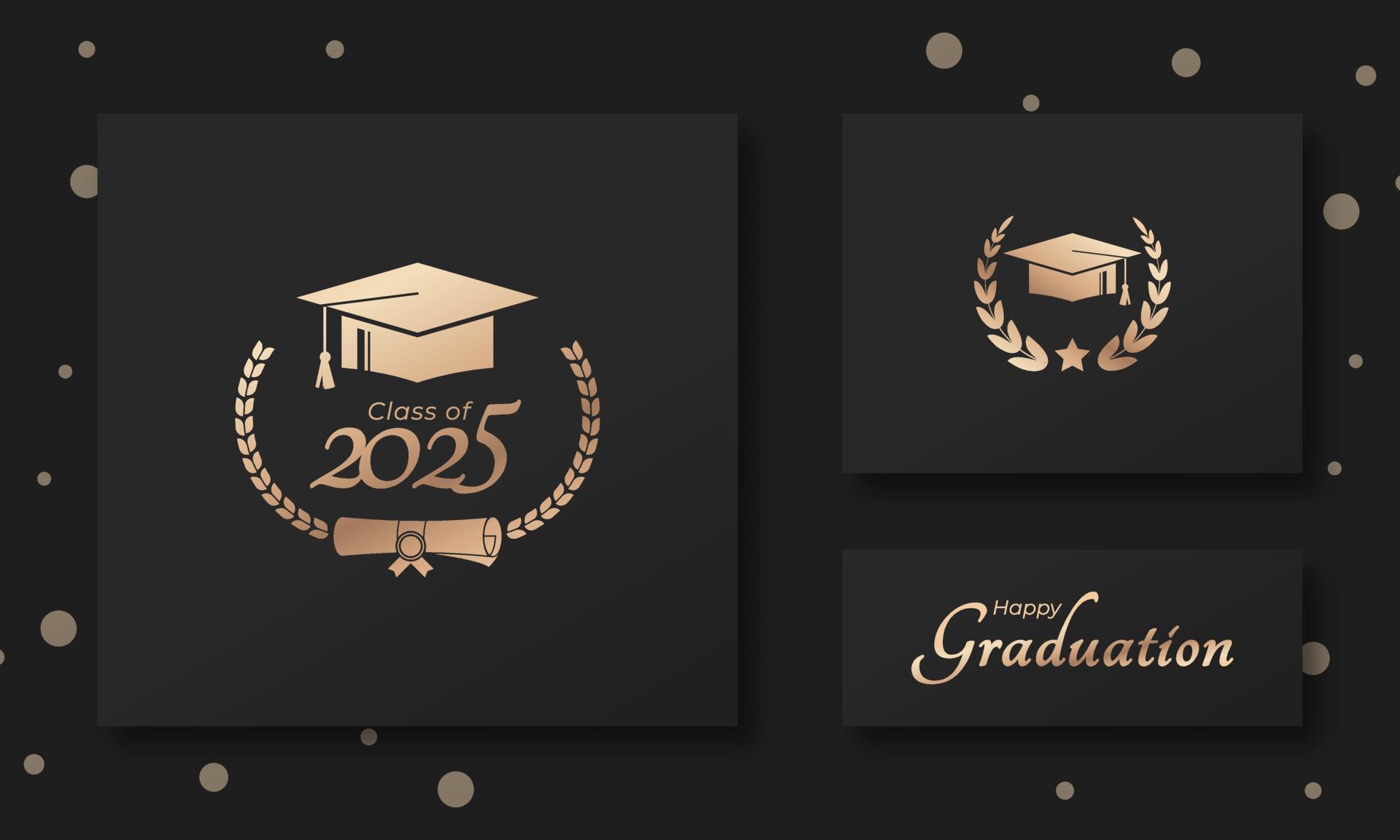 Class of 2025 Year Graduation of Decorate Congratulation with Laurel Wreath for School Graduates