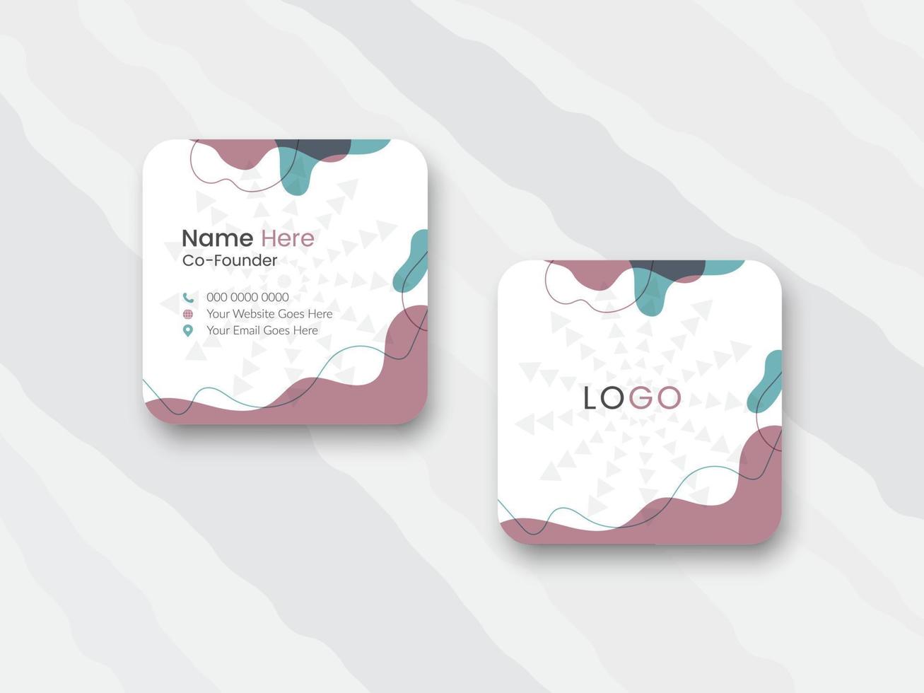 Rounded square business card design, digital business card design template, square business card vector