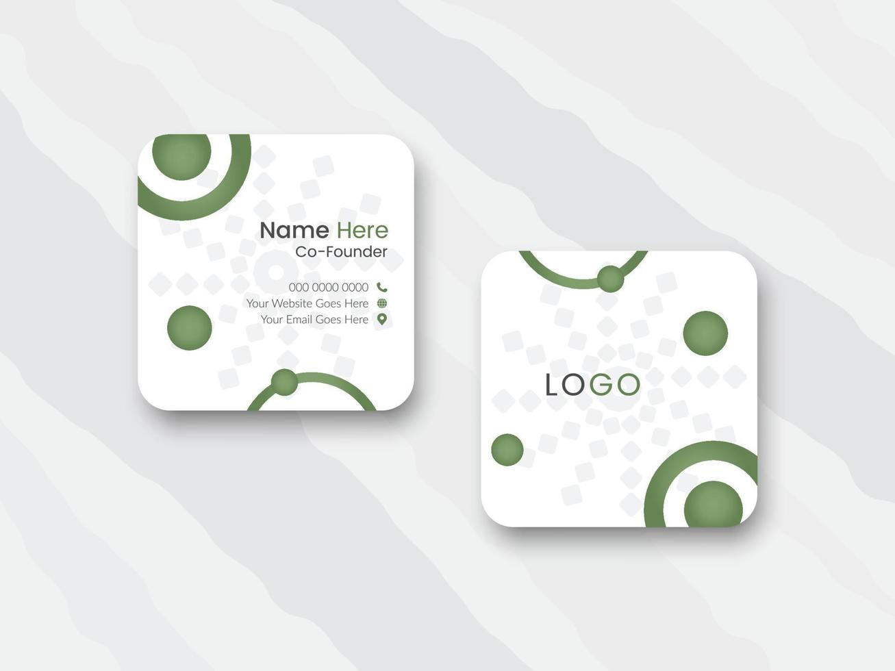 Rounded square business card design, digital business card design template, square business card vector