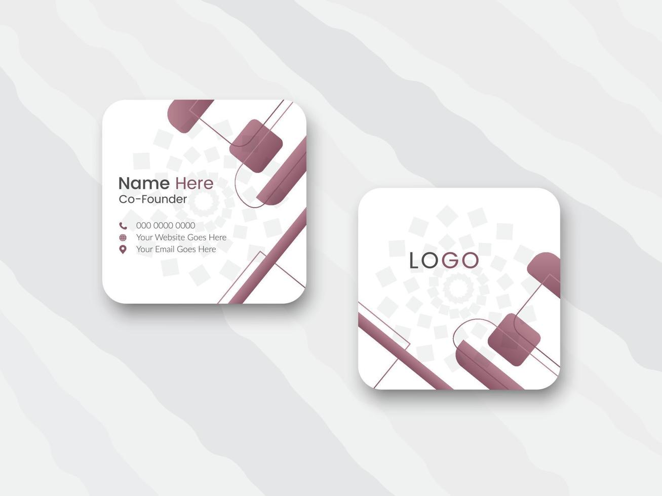 Rounded square business card design, digital business card design template, square business card vector