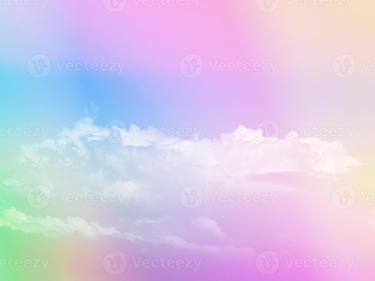 beauty sweet pastel orange violet   colorful with fluffy clouds on sky. multi color rainbow image. abstract fantasy growing light photo