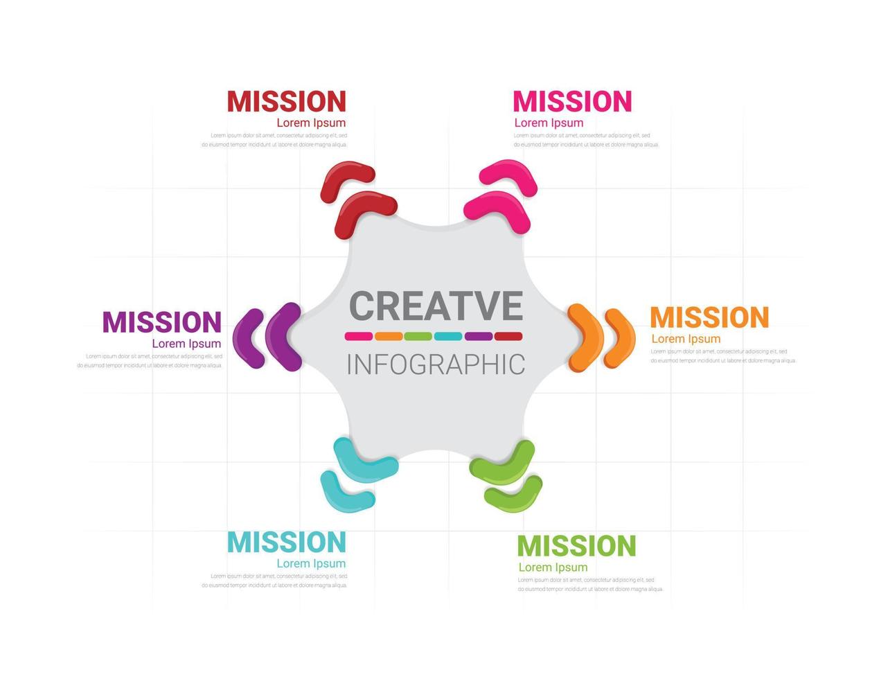Circle infographics elements design with numbers 6 option, 6 step. can be used for workflow layout, diagram, number step up options. vector