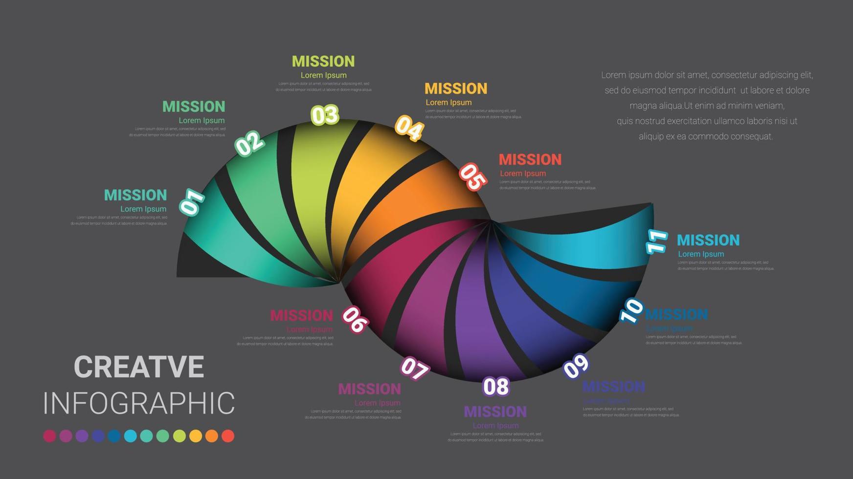 Infographic design template with numbers 11 option for Presentation infographic, Timeline infographics, steps or processes. vector