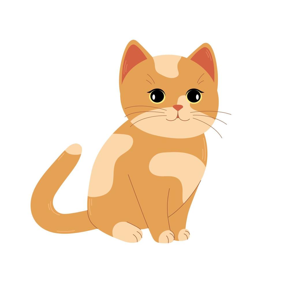 Cute spotted orange cat isolated on white background. Vector flat illustration