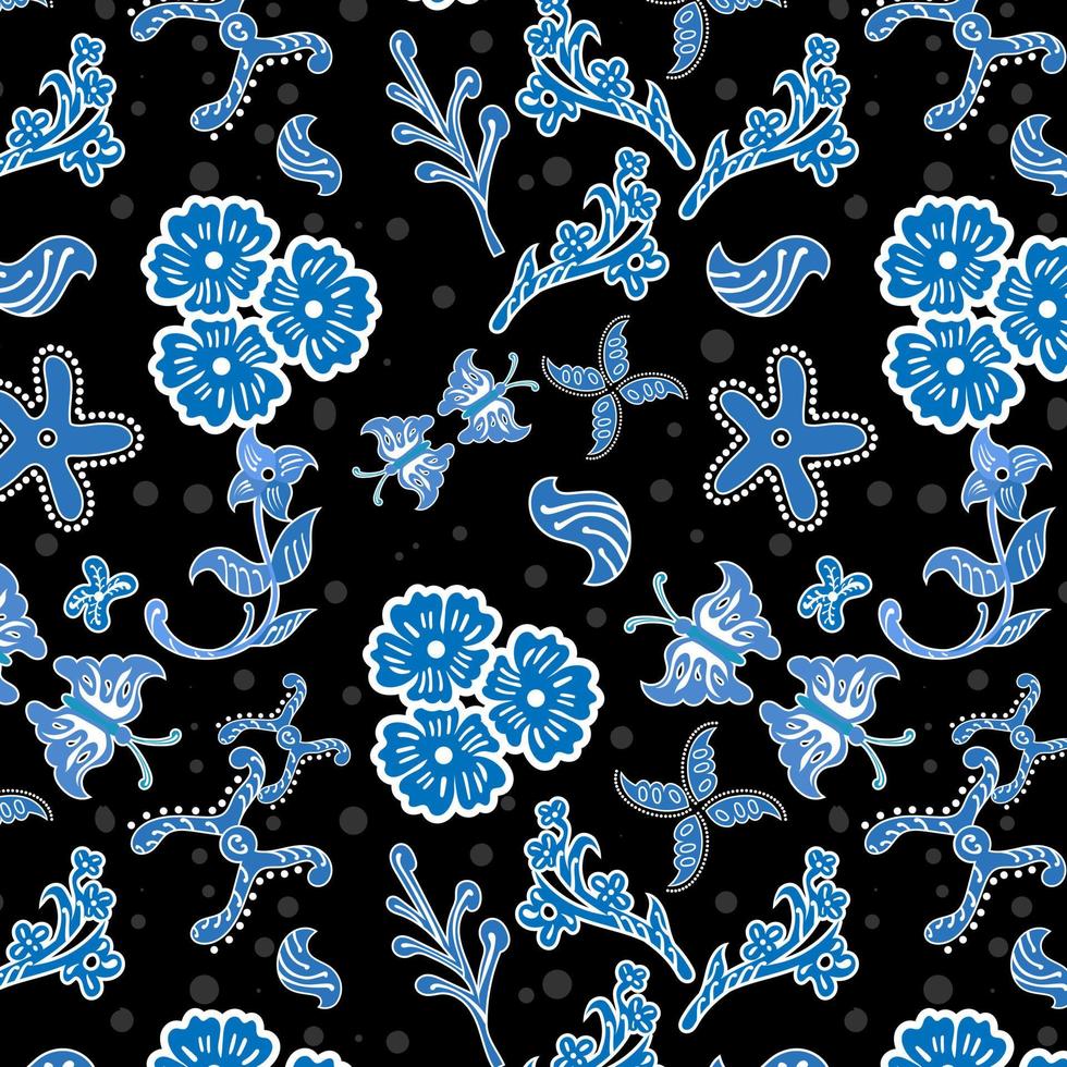 indonesio batik decorativo floral sin costura patrón, Moda antecedentes. tintura aplicado a todo paño, o paño hecho utilizando esta técnica originada desde Indonesia. vector