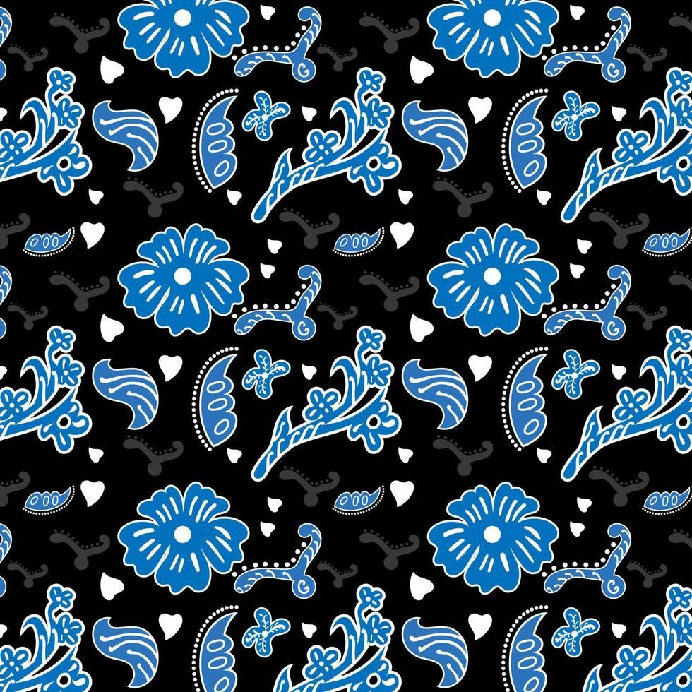 Indonesian batik Decorative floral seamless pattern, fashion background. dyeing applied to whole cloth, or cloth made using this technique originated from Indonesia. vector