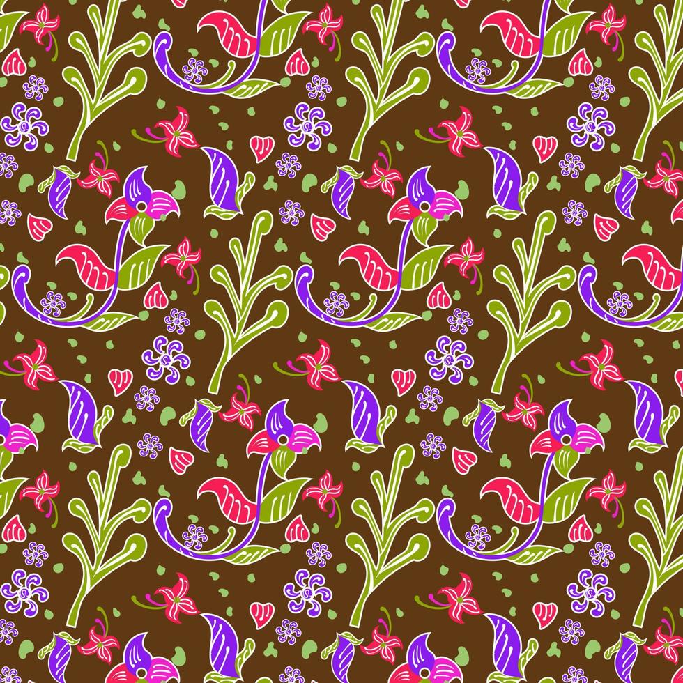 indonesio batik decorativo floral sin costura patrón, Moda antecedentes. tintura aplicado a todo paño, o paño hecho utilizando esta técnica originada desde Indonesia. vector