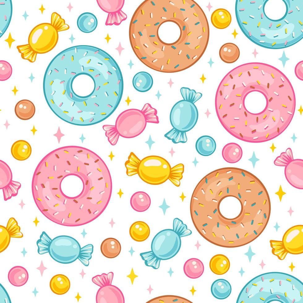 Sweet candy and donut seamless pattern vector