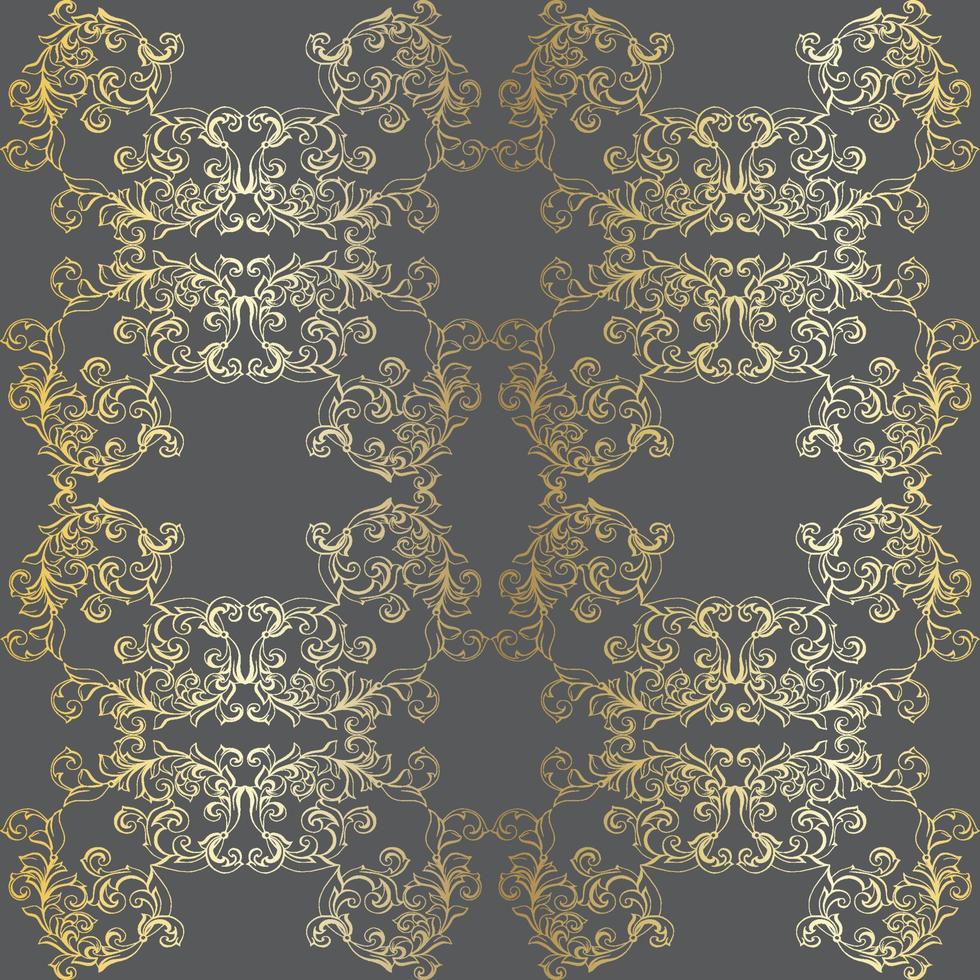 Vector damask vintage baroque scroll ornament swirl. Victorian monogram heraldic shield swirl. Retro floral leaf pattern border foliage antique acanthus calligraphy engraved tattoo. seamless pattern
