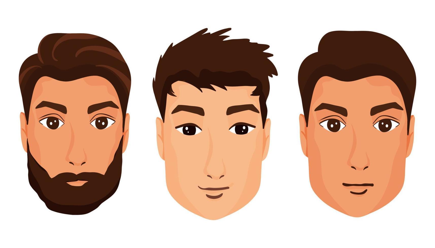 Set of men's faces illustration vector