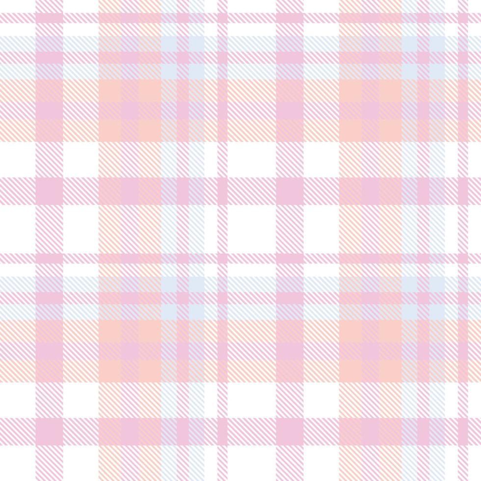 Pastel Plaid Tartan Pattern Design Textile Is Made With Alternating Bands of Coloured  Pre Dyed  Threads Woven as Both Warp and Weft at Right Angles to Each Other. vector