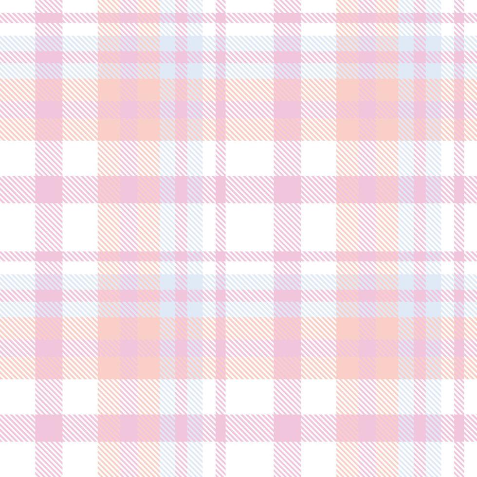 Pastel Plaid Tartan Pattern Design Textile Is Made With Alternating Bands of Coloured  Pre Dyed  Threads Woven as Both Warp and Weft at Right Angles to Each Other. vector