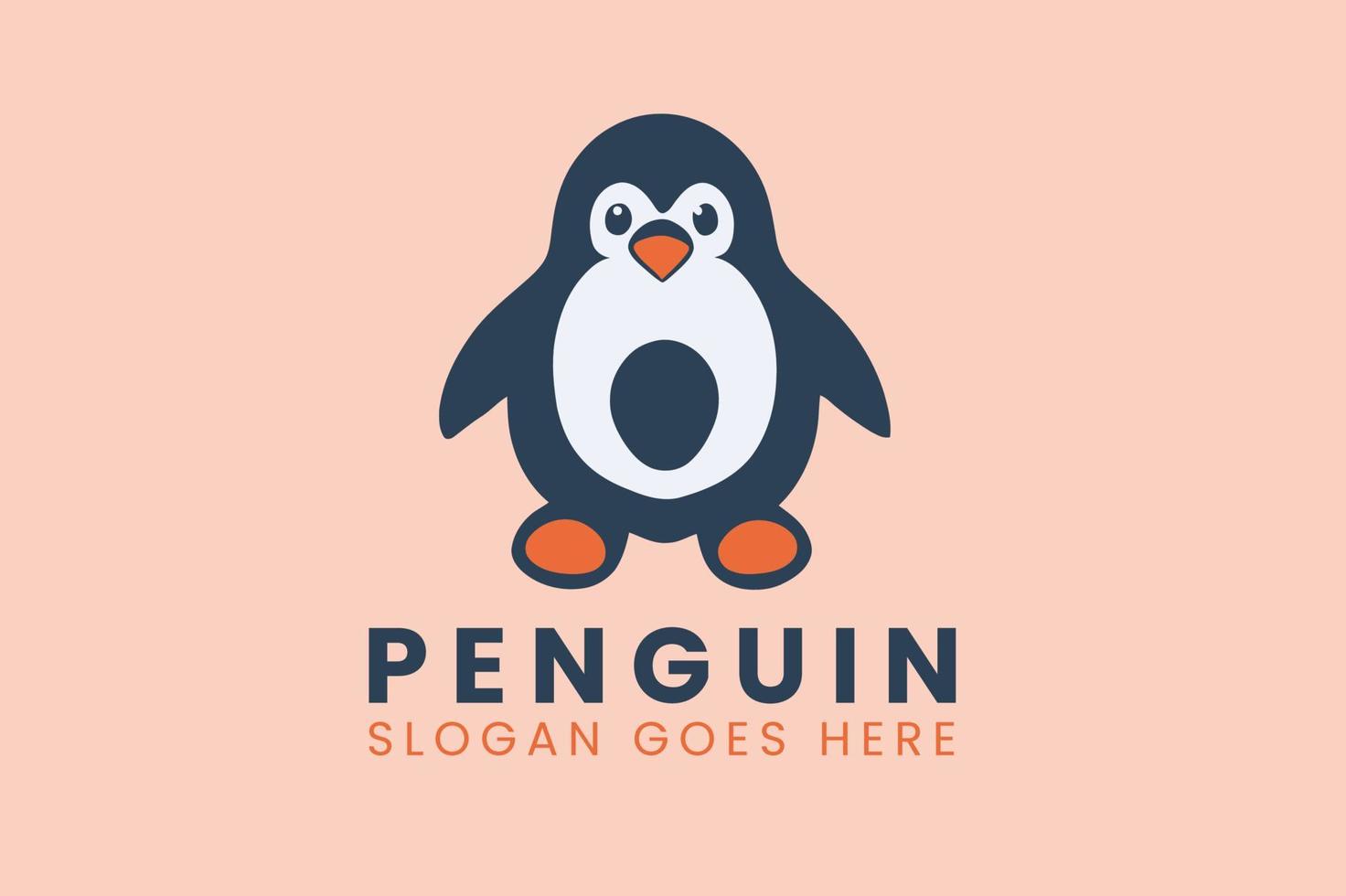 Simple Cute Penguin Logo Design vector