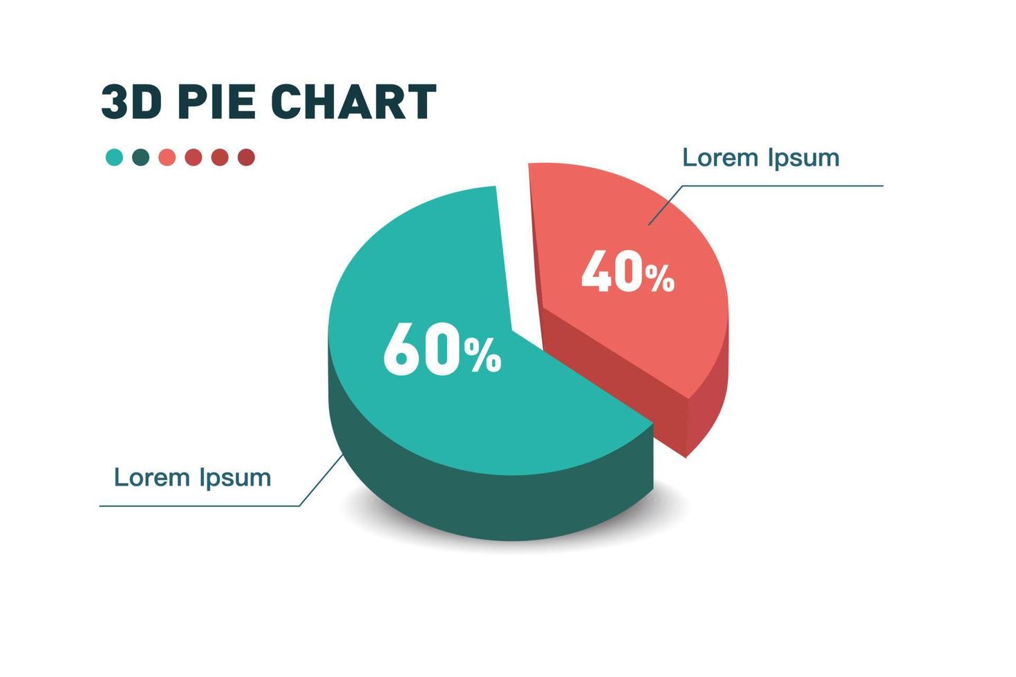 3d pie chart two pieces.Infographic isometric puzzle circular template.report, business analytics, data vector