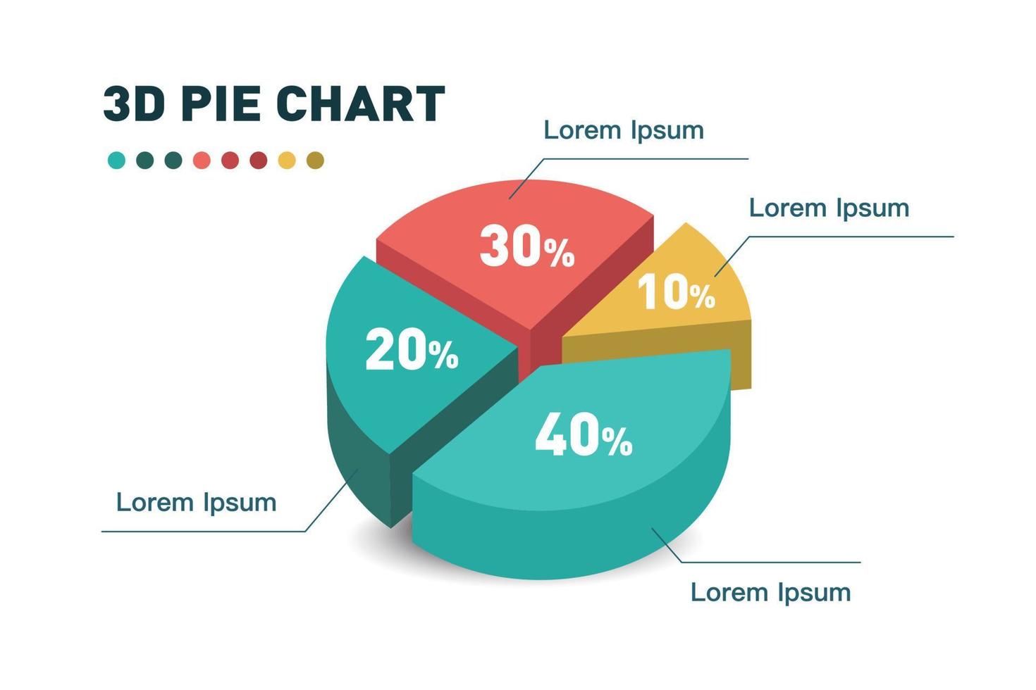 3d pie chart four pieces.Infographic isometric puzzle circular template.report, business analytics, data vector