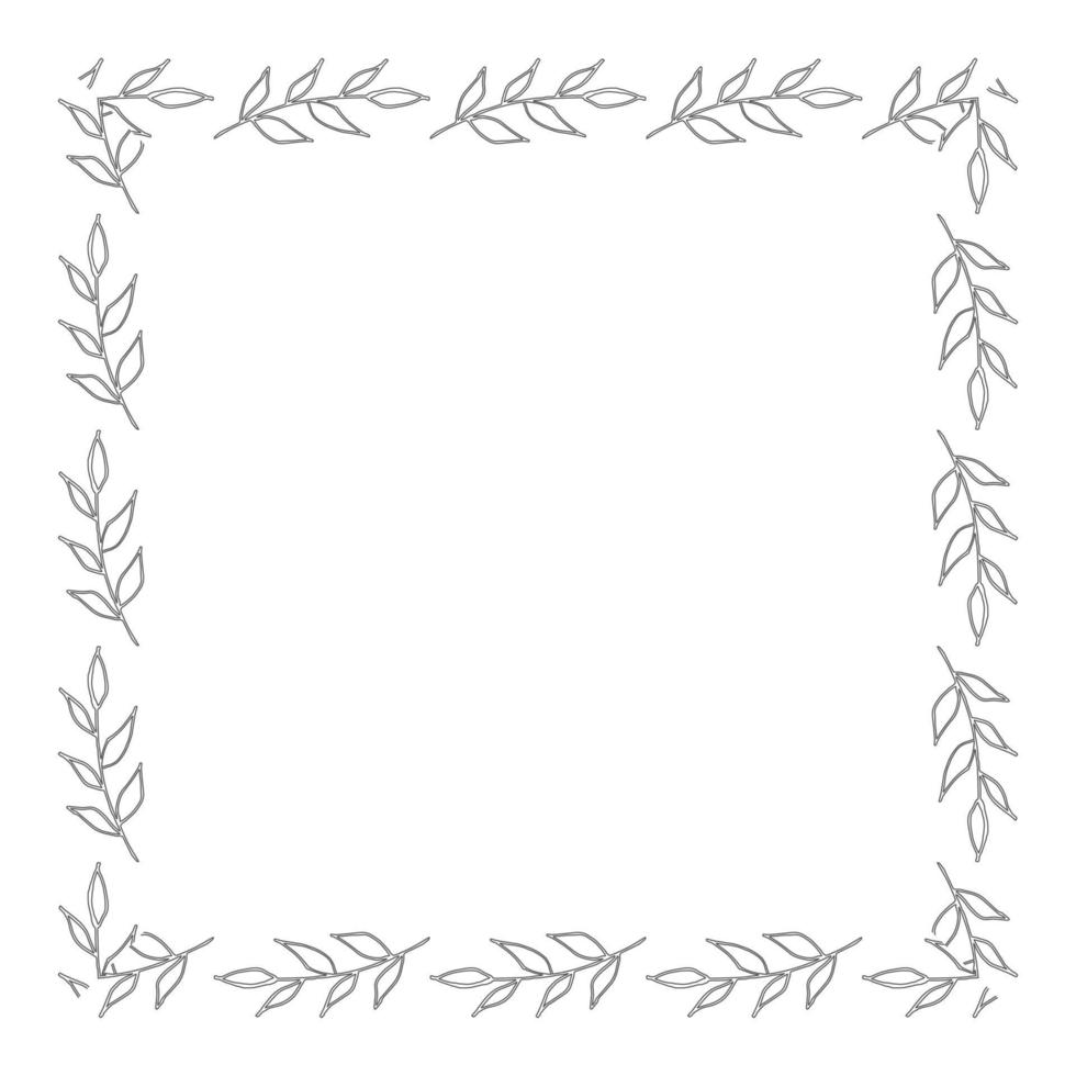 Template frame of spring flowers line art. vector