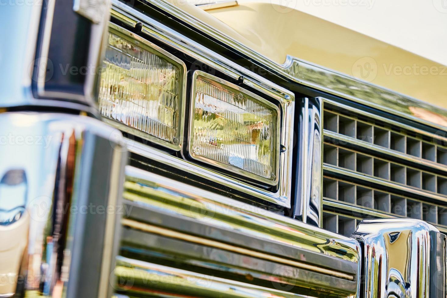 Closeup headlight of retro car photo