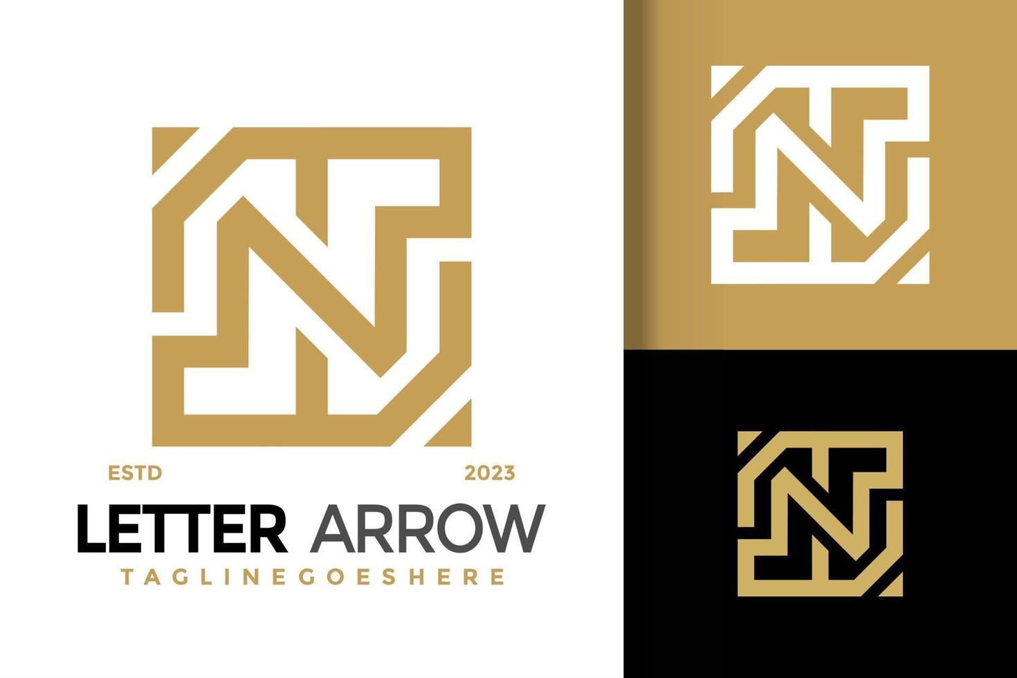 Letter N monogram arrow logo vector icon illustration
