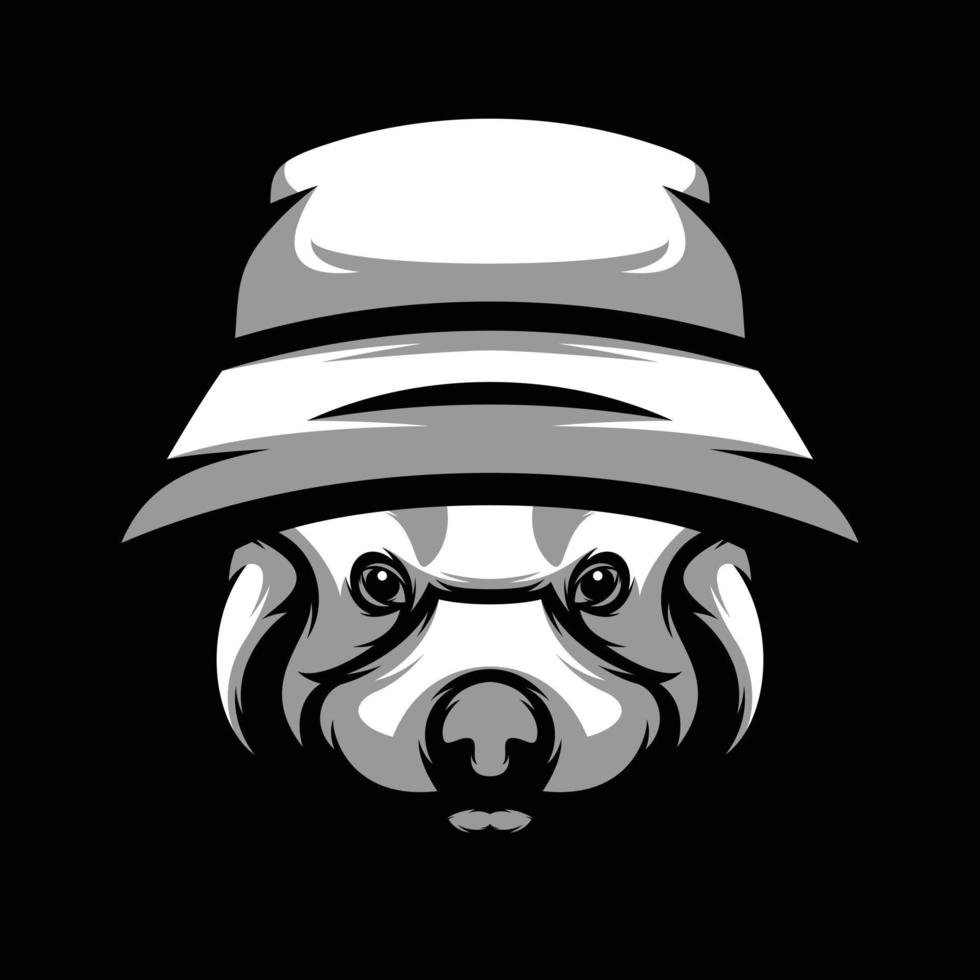 Red Panda Black and White Mascot Design vector