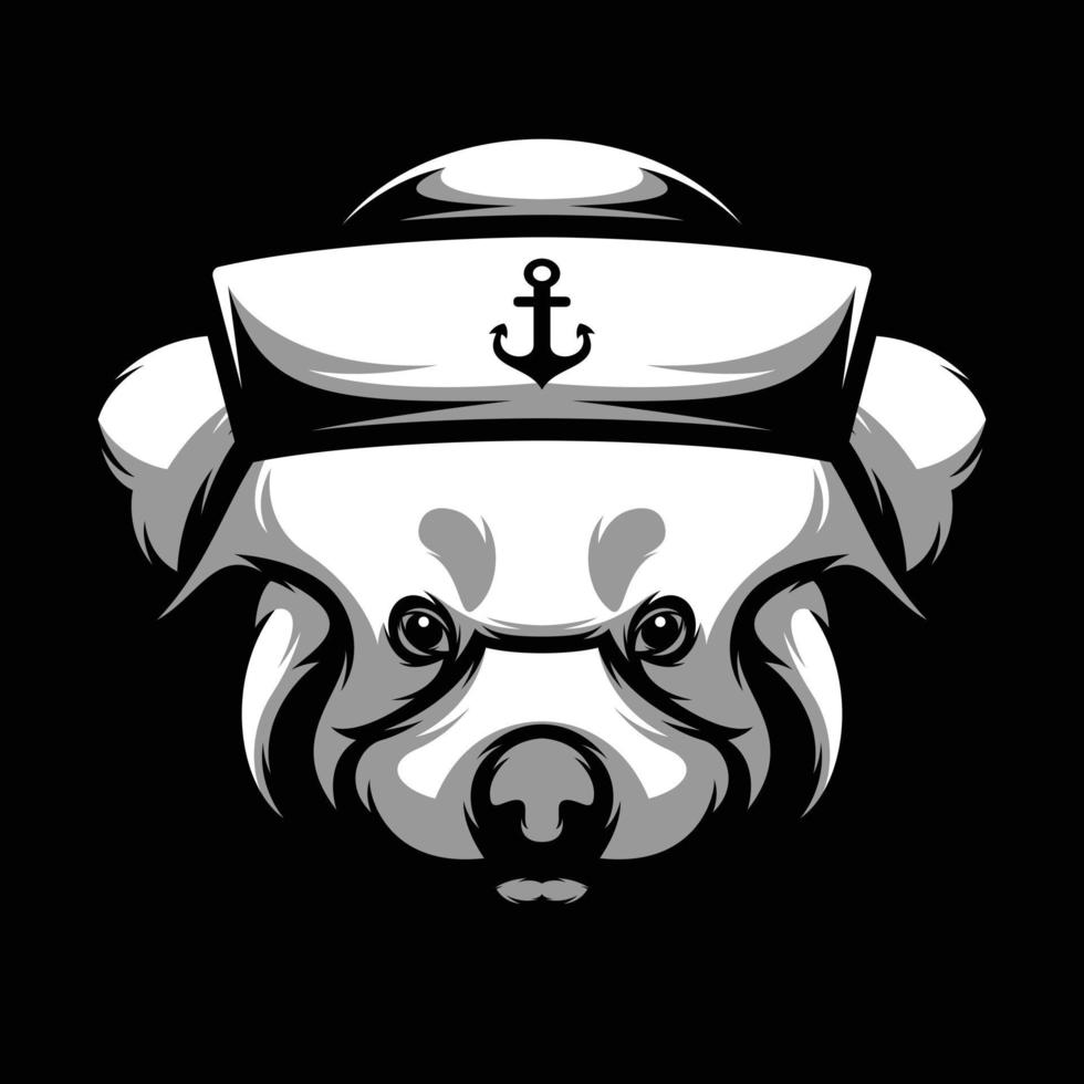 Red Panda Black and White Mascot Design vector