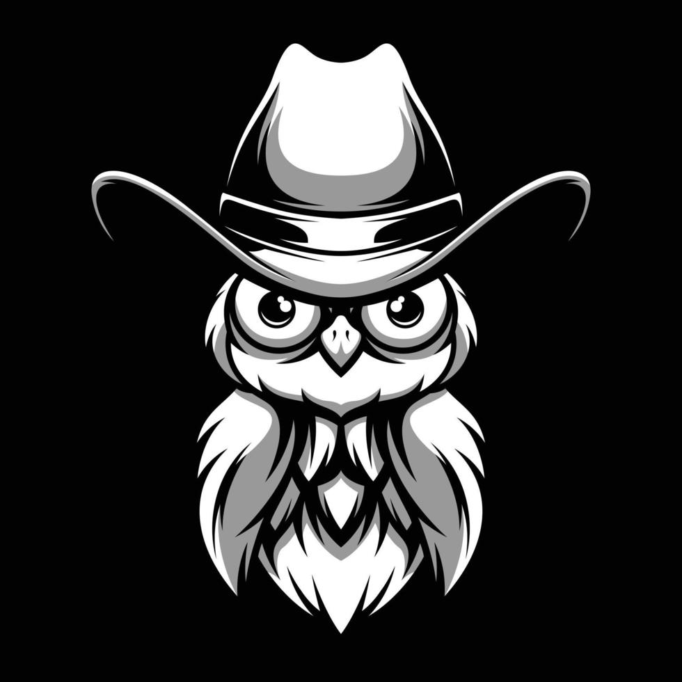 Owl Black and White Mascot Design vector