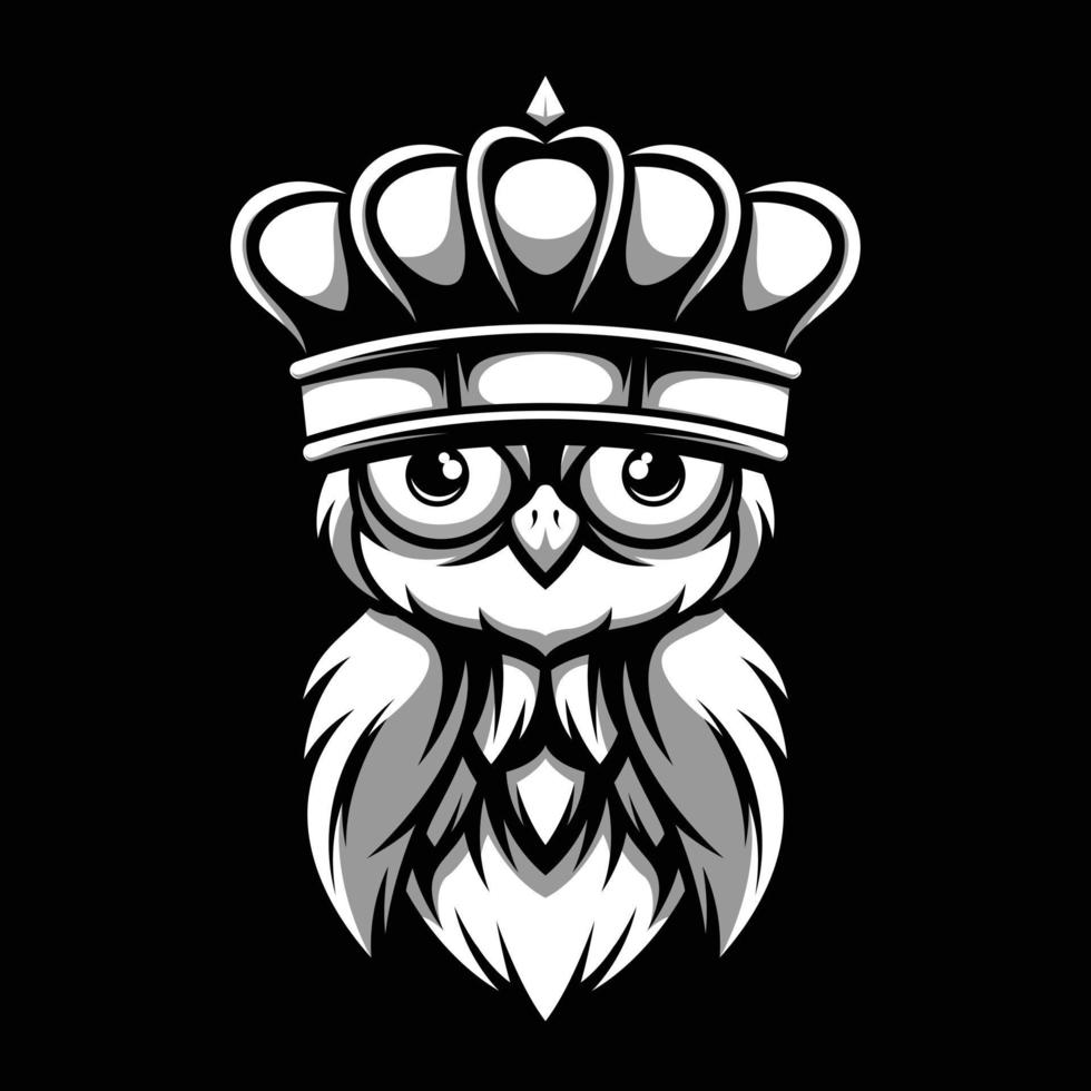 Owl Black and White Mascot Design vector