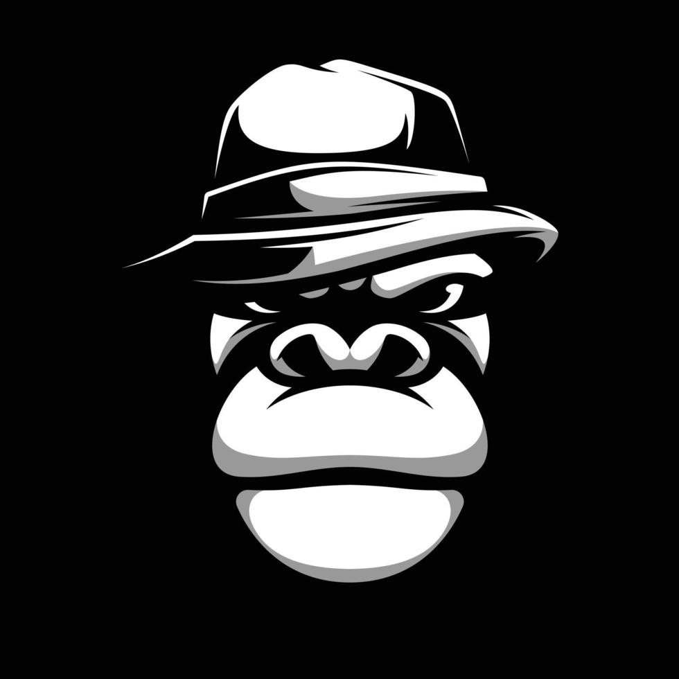 Gorilla Black and White Mascot Design vector