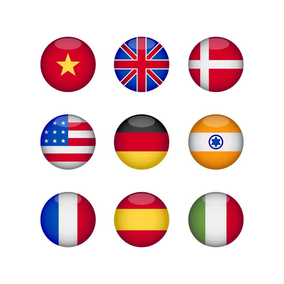 European Flags Icons Set vector design templates simple elegant concept