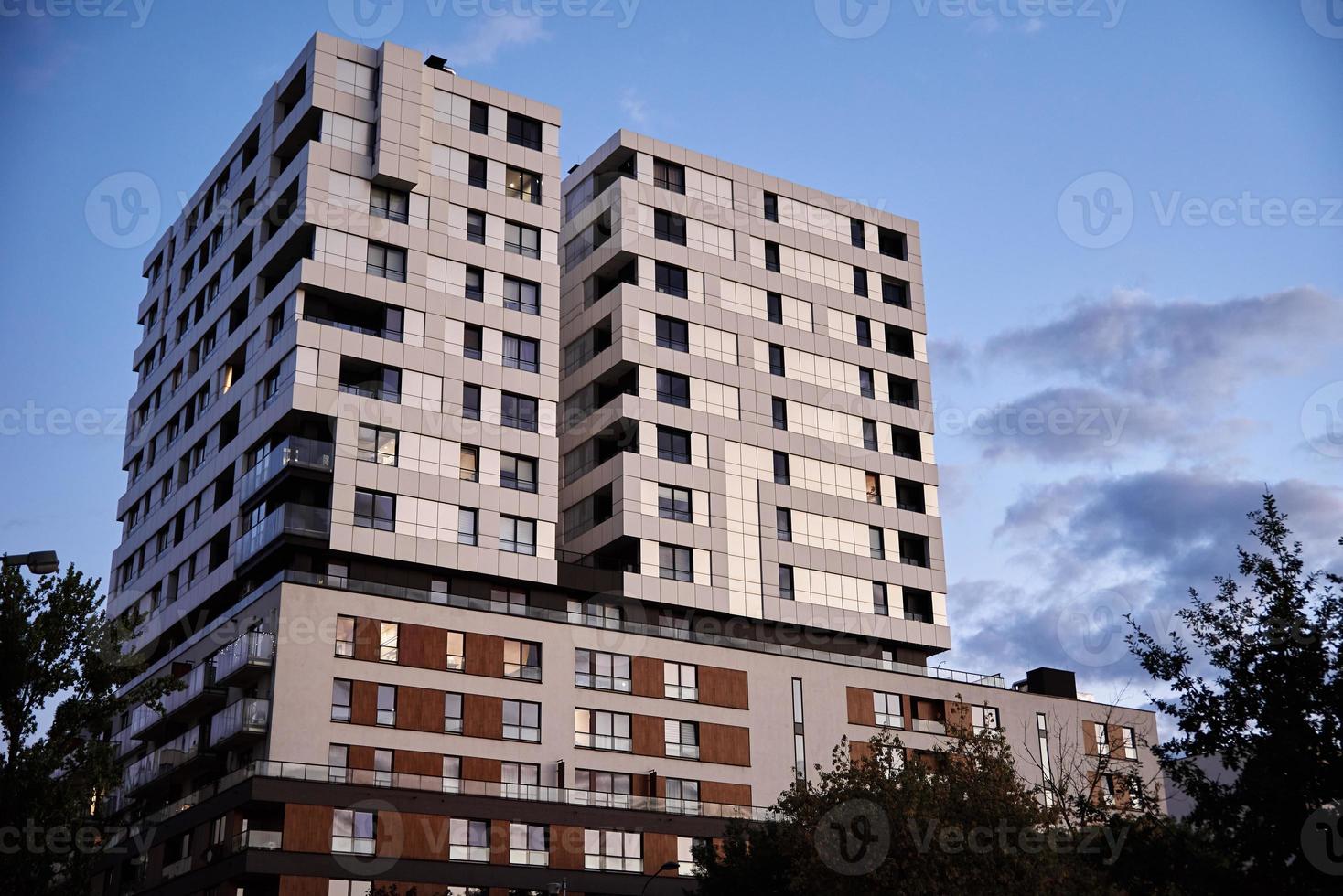 Modern residential building in Warsaw, Poland. City architecture photo