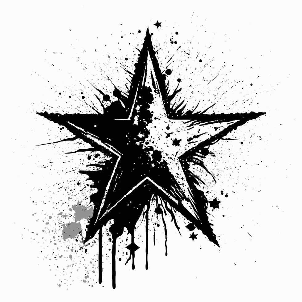 Star Hand drawn Star icon sign - Brush drawing calligraphy Star black Stars symbol - Star cartoon vector illustration Pro Vector