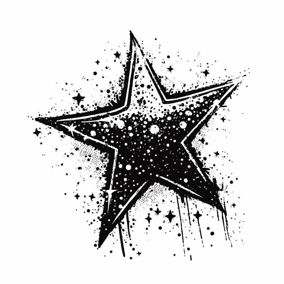 Star Hand drawn Star icon sign - Brush drawing calligraphy Star black Stars symbol - Star cartoon vector illustration Pro Vector