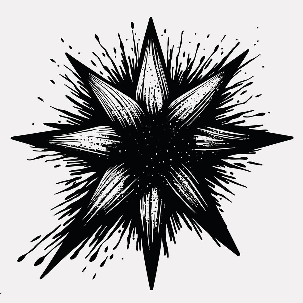 Star Hand drawn Star icon sign - Brush drawing calligraphy Star black Stars symbol - Star cartoon vector illustration Pro Vector