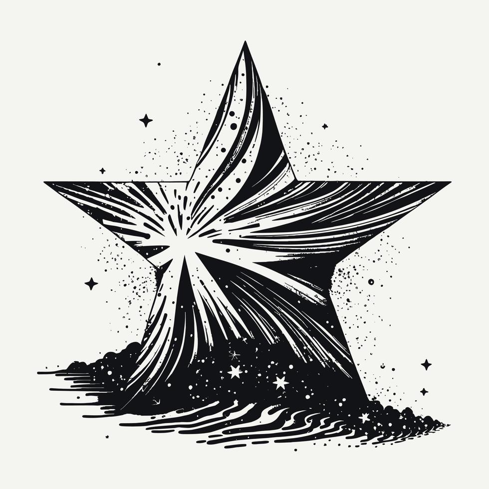 estrella mano dibujado estrella icono firmar - cepillo dibujo caligrafía estrella negro estrellas símbolo - estrella dibujos animados vector ilustración Pro vector