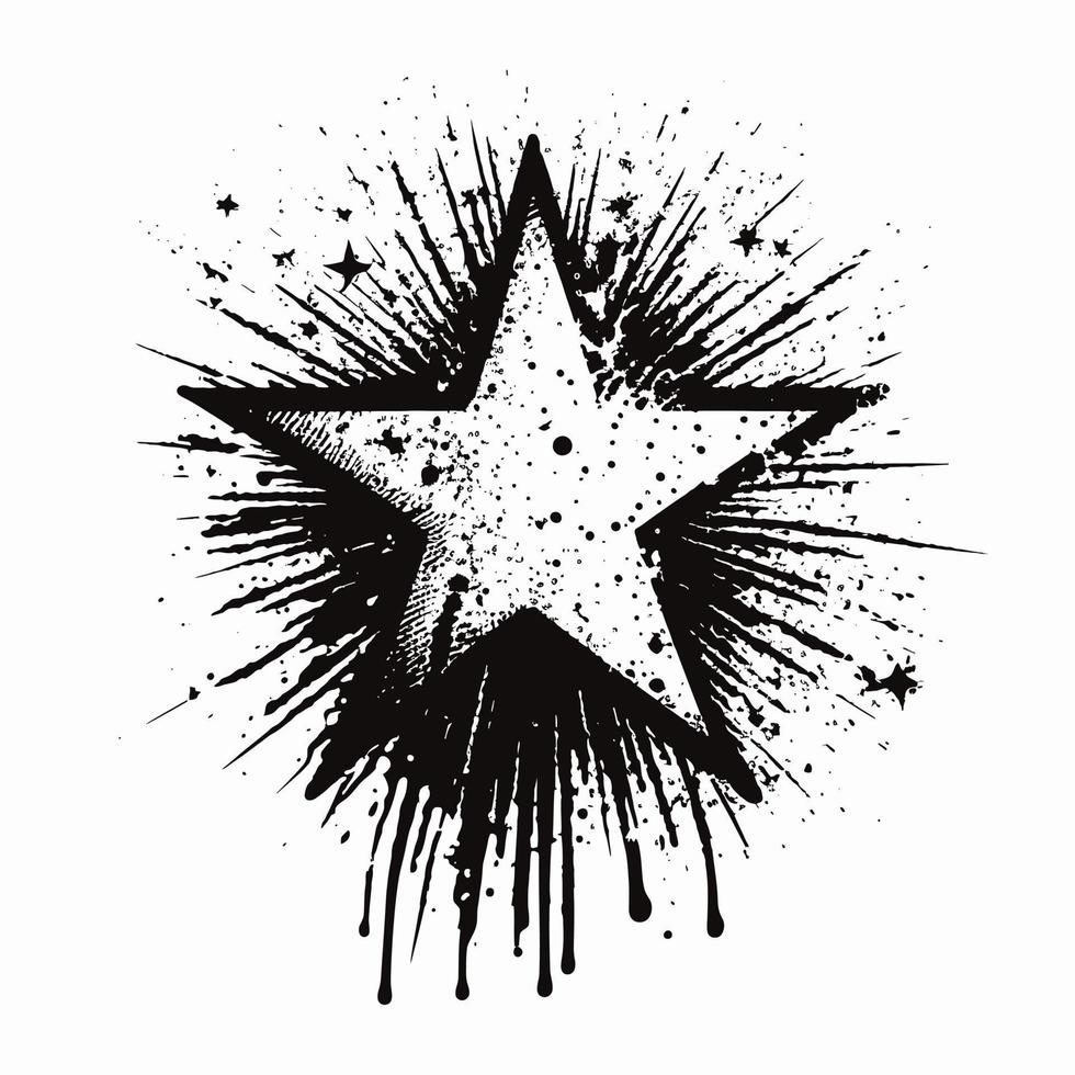 Star Hand drawn Star icon sign - Brush drawing calligraphy Star black Stars symbol - Star cartoon vector illustration Pro Vector