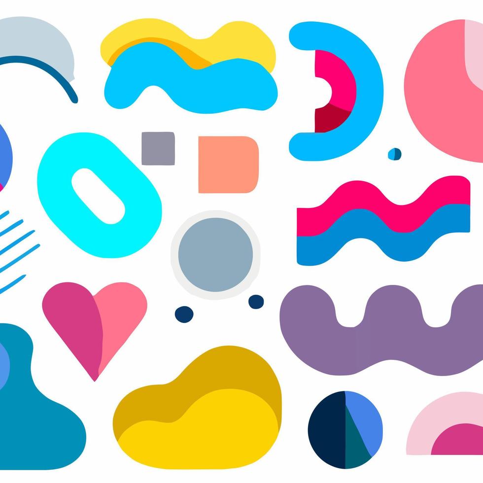 Abstract geometric shapes set. Abstract blotch shape.  Pastel color doodle bundle for fashion design, summer season or natural concept. Liquid shape elements. Set of modern graphic elements vector