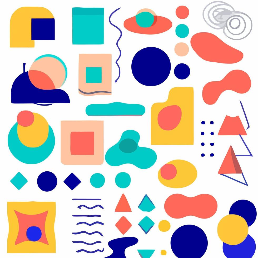Abstract geometric shapes set. Abstract blotch shape.  Pastel color doodle bundle for fashion design, summer season or natural concept. Liquid shape elements. Set of modern graphic elements vector